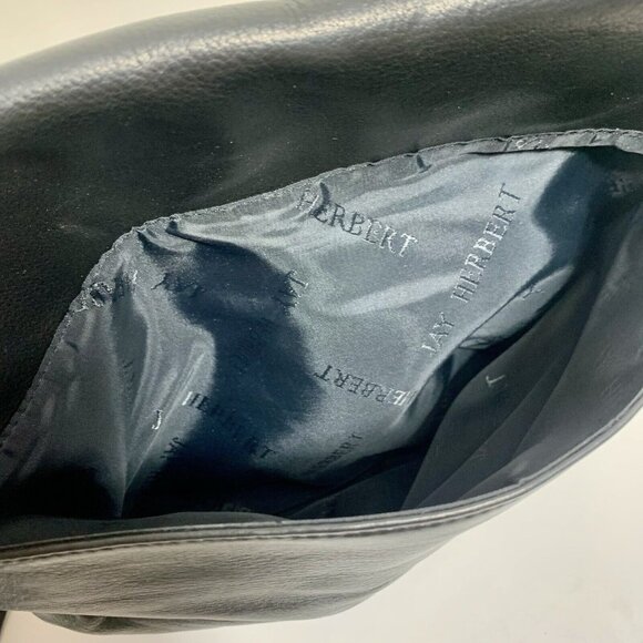 Jay Herbert by SHARIF Black Leather w/ Gold Tone Crossbody Strap Fold Over Snap - Picture 10 of 13